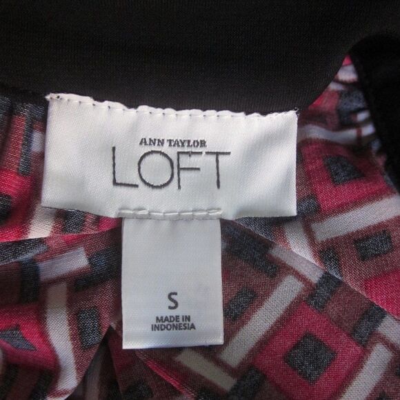 Loft Women Size S Casual Pullover Red Geometric Print Knee Length Dress 38" Bust - Picture 3 of 10